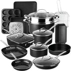 Granitestone Ceraluxe 20 Pc Ceramic Cookware Set Nonstick, Complete Pots and Pans Set Non Stick with 5 Pc Bakeware Set, Deep Frying Pan Set, & Steamer, Non Toxic PFOA Free, Oven & Dishwasher Safe