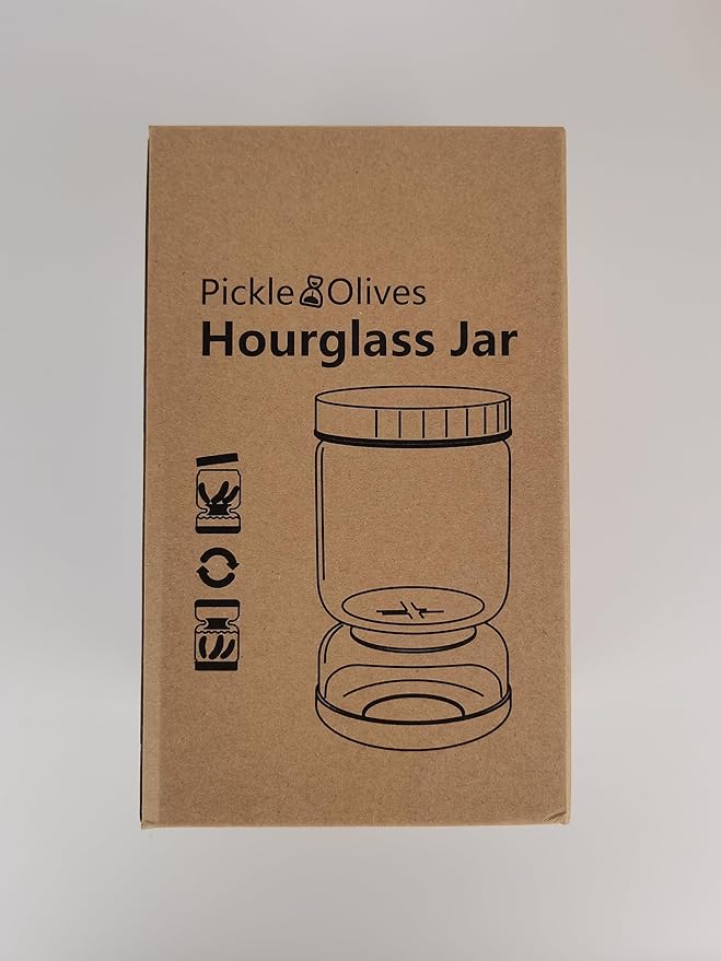 Pickle Jar with Strainer Flip for Pickle Juice Separator from Wet and Dry, Upgrade Food-grade ABS Lid and BPA Free Hourglass Pickle Jar for Airtight Food Storage, Haze Blue