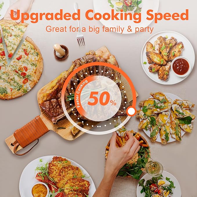 Kitchen in the box 32QT Extra Large Air Fryer Toaster Oven Combo, 21-in-1 Countertop Convection Toaster Oven with Rotisserie and Dehydrate, 6 Accessories, 1800W Dual Cook Preset (Silver)