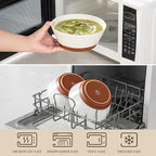 MALACASA Soup Bowls, Ceramic Salad Bowls Set of 4, 35oz Ceramic Bowls for Ramen, Cereal, Fruit and Pho, Microwave & Dishwasher Safe, Speckled Deep Bowls, Vanilla White & Brown