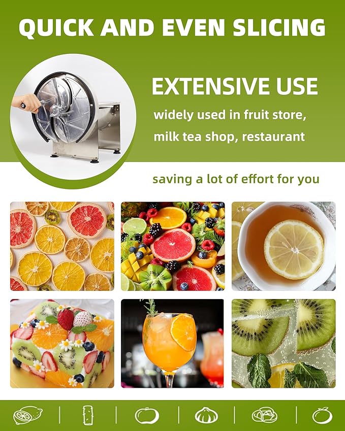 Commercial Manual Vegetable Fruit Slicer - 0.2-13mm Adjustable Thickness, Stainless Steel Manual Vegetable Cutter Machine with 2* Extra Blades for Slicing Fruit Potato Lemon Onion Cabbage Tomato