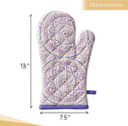 Maison d' Hermine Oven Gloves 100% Cotton Oven Mitt 7" x 13" with Loop Heat Resistant, BBQ, Cooking Gloves, Baking, Grilling, Kitchen, Handling Hot Pans Spring/Summer (Pack of 1, Mandala)