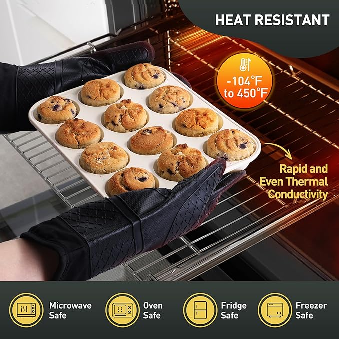 2 Pack 12 Cups Silicone Muffin Pan with Metal Reinforced Frame Regular Size Silicone Molds Cupcake Cake Baking Pans Cookie Baking Chocoflan Cupcake Mold Not Stainless Steel Ceramic Aluminum