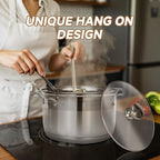 Ohtomber 8 Quart Stock Pot - Stainless Steel Large Cooking Induction Pot with Lid for Pasta, Soup, Spaghetti, Nonstick Thick Base Deep Stockpot, Kitchen Cookware for Stew, Simmer, Boiling, Canning