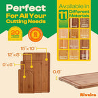 Riveira Brown Bamboo Wood Cutting Board – Versatile And Durable: Set Of 3 Pcs Rectangular Wooden Cutting Board – Natural Wooden Cutting Boards For Kitchen Set – Complete Bamboo Wooden Chopping Board