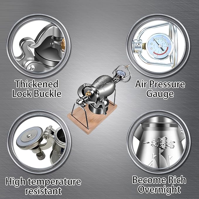 Hot Air Popcorn Machine, Chinese Popcorn Maker, High Pressure Popcorn Maker, Stainless Steel Popcorn Popper, for Home Party, Large 260ml