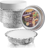 CURTA 50 Pack 7" Disposable Aluminum Foil Pans with Paper Lids | Great for Broiling, Baking, Storage, Roasting, Takeout, Air Fryer