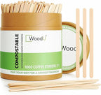 7" Wooden Coffee Stir Sticks - Sustainable Round-End Coffee Stirrers - 1000 Pcs Cocktail Stirrer