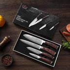 Wakoli EDIB 4-Piece Damascus Knife Set – Professional Japanese Style Kitchen Knives | Genuine Damascus Steel Blades with VG10 Core | Ergonomic Pakkawood Handles | Premium Chef Knife Gift Set