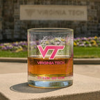 Greenline Goods – Virginia Tech University Hokies College Whiskey Glasses (Set of 2), 10 oz – Full-Color Logo + Campus Map