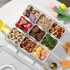 Taiuloo Divided Serving Tray with Lid & Handle, Airtight 9 Compartment Snackle Box Charcuterie Container, Fridge Organizer Bins, Food Storage Container Veggie Tray for Snack, Fruit, Candy, Nuts