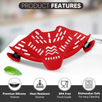 Clip On Strainer, Pot Strainer for Pasta, Vegetables, Fruit and Meat- Kitchen Silicone Strainer Colander for All Pots, Pans and Bowls (Red)