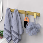 VAEHOLD Hat and Coat Wall Mount Rack - Hooks for Robes, Bags, Keys, and Towels - Bathroom Towel Hanger Organizer (Gold, “T“ Shape 4 Hooks 1 Pack)