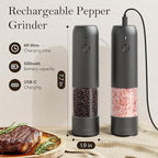 Ultrean Electric Pepper Grinder, Rechargeable Salt and Pepper Grinder with 6 Adjustable Coarseness, LED Light, One-Hand Automatic Operation, Starry Gray