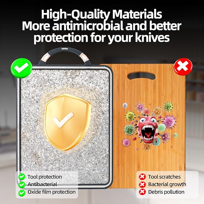 Titanium Cutting Board – Double Sided Chopping Boards for Kitchen with Juice Groove, Pure Titanium and Wheat Straw PP, Easy Clean Surface, Ideal for Meat Vegetables & Family Cooking 14" x 10"