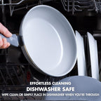 GreenPan Dover 8" and 10" Frying Pan Skillet Set, Healthy Ceramic Nonstick Coating, PFAS-Free, Dishwasher Safe, Comfort Grip Handle, Gray