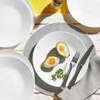 Corelle Vitrelle 4-Pieces 18-Oz Soup/Cereal Bowls Chip & Crack Resistant Glass Dinnerware Set Bowls, Winter Frost White