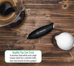 Elementi Milk Frother Wand - Coffee Frother Handheld - Drink Mixer - Coffee Mixer Wand - Cold Foam Maker - Electric Stirrer for Drinks (Silver)
