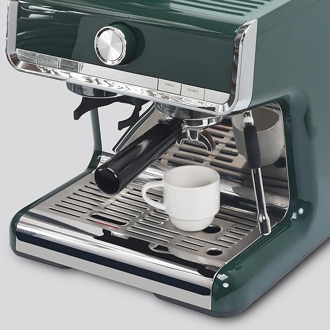 Lareina Porcelain Stackable Espresso Cups with Saucers, Spoons and Metal Stand, 3 Ounce Small Coffee Cups Set of 6 - Ceramic Demitasse Mugs, White