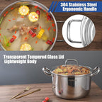 Stainless Steel Stock Pot - 8 Quart, Soup Pot Induction Compatible, Cooking Pot with Riveted Handle, Oven & Dishwasher Safe