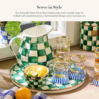 MACKENZIE-CHILDS Enamel Pinch Bowl, Small Bowl for Kitchen Ingredients, 1.5-Cup Capacity, Green-and-White Emerald Check