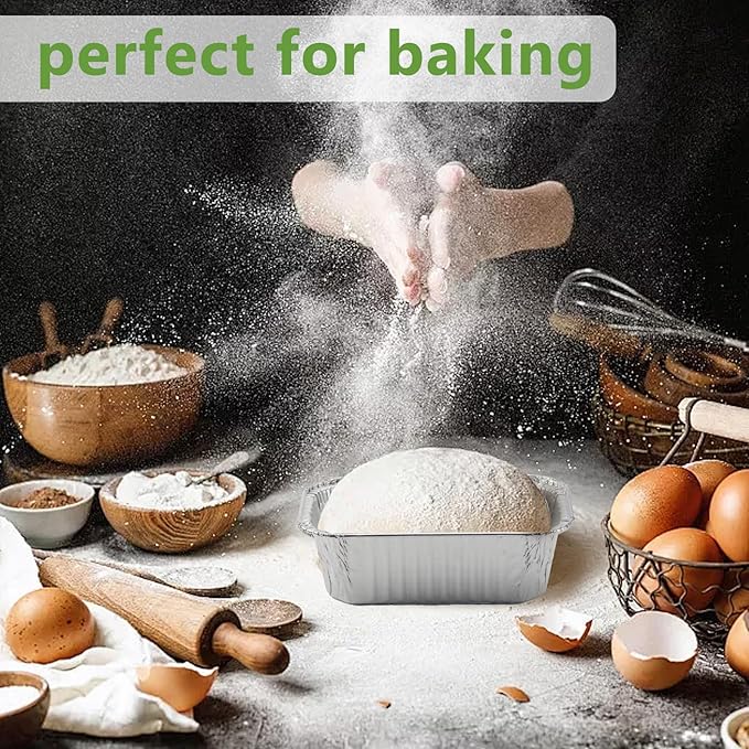 Ruckae 1lb Aluminum Mini Loaf Pans with Lids Silver Disposable Foil Mini Loaf Baking Pans Small Bread Tins for Party,Picnics,Gifts- 6" X 3.5" X 1.8" (60pcs+lids+stickers)