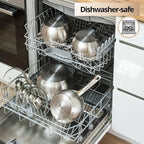 Daniks Classic 2 Quart Stainless Steel Stock Pot with Glass Lid, Tri-Ply Bottom for Even Heating, Induction Compatible, Dishwasher Safe