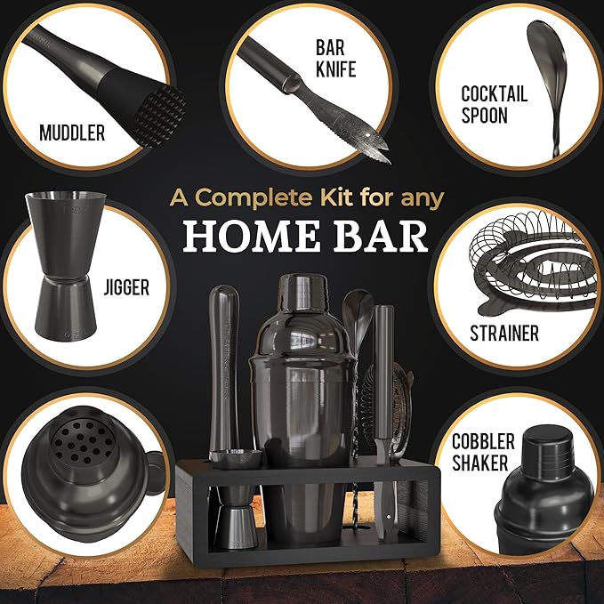 Highball & Chaser Cocktail Shaker Set: Bartender Kit for Home Bar Mixology Cocktail Bar Set Plus E-Book with 30 Recipes