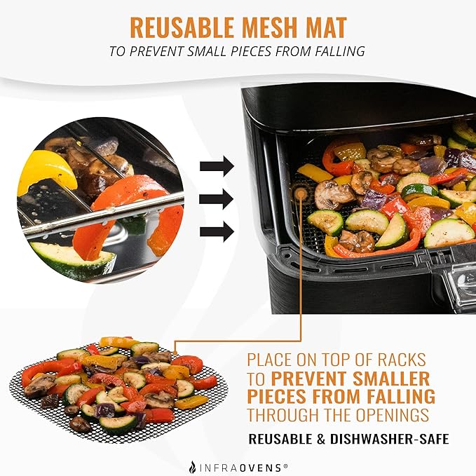 Air Fryer Rack Accessories Compatible with Ninja Crispi, Bella, Cosori, Secura, Insignia, Philips, Kalorik + More, Stainless Steel Extra Large XL Silicone Mat, Accessorios para Freidora de Aire