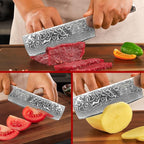 Sunnecko Damascus Kitchen Knife 7 Inch Cleaver Knife VG-10 Stainless Steel Chopping Knife with Solid Handle Nakiri Knife Perfect for Professional Use or Home Cooking Enthusiast