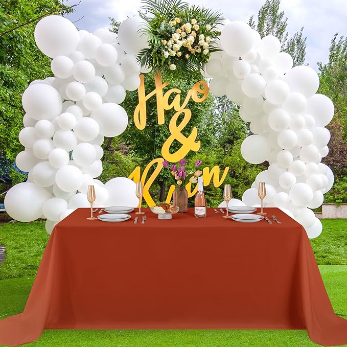Fitable 6 Pack Rust 90?32 Inch Rectangle Tablecloth - Stain Resistant and Washable Table Cover, Polyester Fabric Table Cloth for Wedding, Party, Banquet, Formal Events