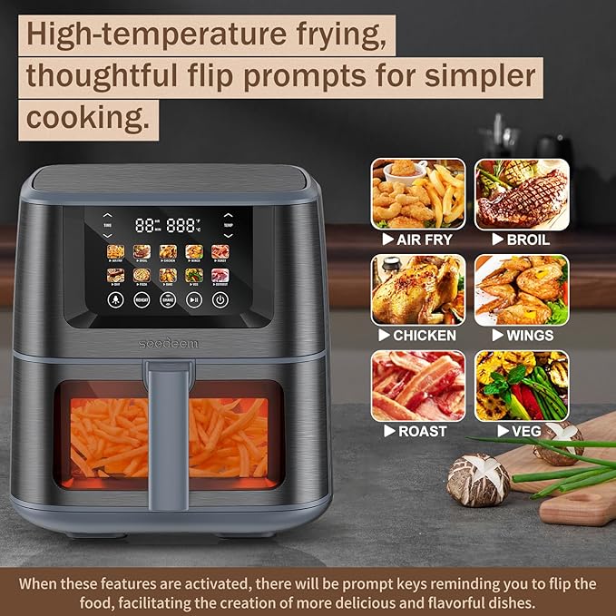SEEDEEM Max XL Air Fryer 8QT, 10-in-1 Digital Air Fryer Oven with Color Touchscreen & Viewing Window, Toaster Oven Combo for Broil, Roast, Dehydrate, Bake – Gary