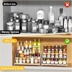 RCHYFEED Spice Rack Organizer for Cabinet,4 Tier Spice Organization for Cabinet Easy Visibility,Tierd Spice Rack Seasoning Organizer for Kitchen Countertop Pantry,Metal(White, 2Pack)