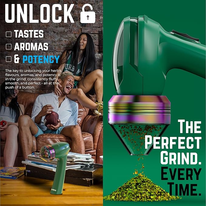 Mamba Original 1g Green USB Electric Herb Grinder. Small Portable Metal Herbal Machine & Spice Mill for the Kitchen