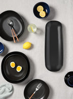 Teocera Pasta and Salad Bowls Set - Large 50 Ounce Porcelain Matte Black Square Bowls, Set of 4 - Microwave and Dishwasher Safe