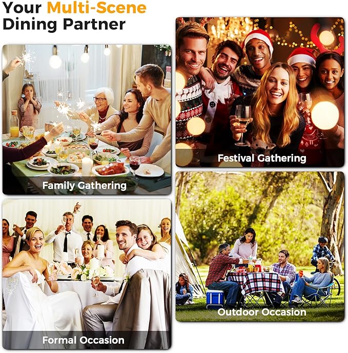 Gold 4 Pack Chafing Dishes for Buffet, 18/8 (304) Stainless Steel Food Pan with Lid, 6QT Round Chafing Dish Buffet Set Food Warmer, Food Warmers for Parties Buffet Catering Events Dinners