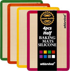 4 Pcs Half Sheet Silicone Baking Mat, Non-Stick, Food Safe Silicone Mats for Baking Cookies, Macarons, Vegetables, 480℉ Heat Resistant (Red&Yellow&Green&Orange)