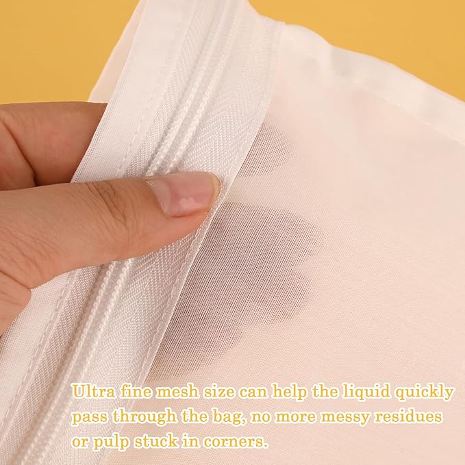 WMKGG Ultra Fine Mesh Strainer Bags,Cheese Cloth Bag for Straining, with Stainless Steel Handle Frame for Juices,Nut Milk,Fresh Cheese,Yogurt (Medium Size)(6.95"Wx11.7"D)