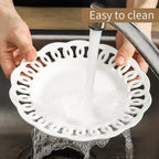 fMBB Round Appetizer Plate with Scalloped Edge Lace Rim, Set of 4, White 8 inch Ceramic Dessert Plates, Small for Cake Snack Side Dish, Microwave and Dishwasher Safe