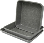 casaWare 3pc Ultimate Series Commercial Weight Toaster Oven Bakeware Set (Silver Granite)