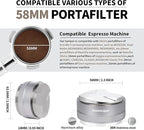58mm Coffee Distributor and Tamper,Dual Head Coffee Leveler Fits for Gaggia E61 58mm Portafilter,Professional Espresso Hand Tamper.(Silver)