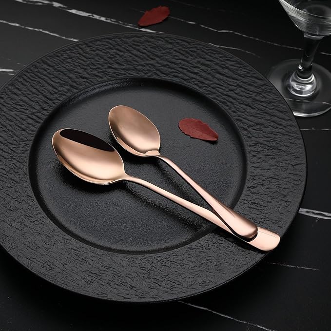 VANDBAO Coppery Flatware Cutlery Silverware Set 20 Pieces, Stainless Steel Colorful Utensils, Tableware Set Service for 4, Include Knife/Fork/Spoon, Reusable, Mirror Polished, Dishwasher Safe