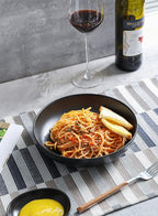 Teocera Matte Black Pasta Bowls Set of 4-35oz Large Oversized Porcelain Bowls for Spaghetti & Salad | Heat-Resistant, Chip-Resistant, Microwave & Dishwasher Safe | Smooth Non-Porous Surface