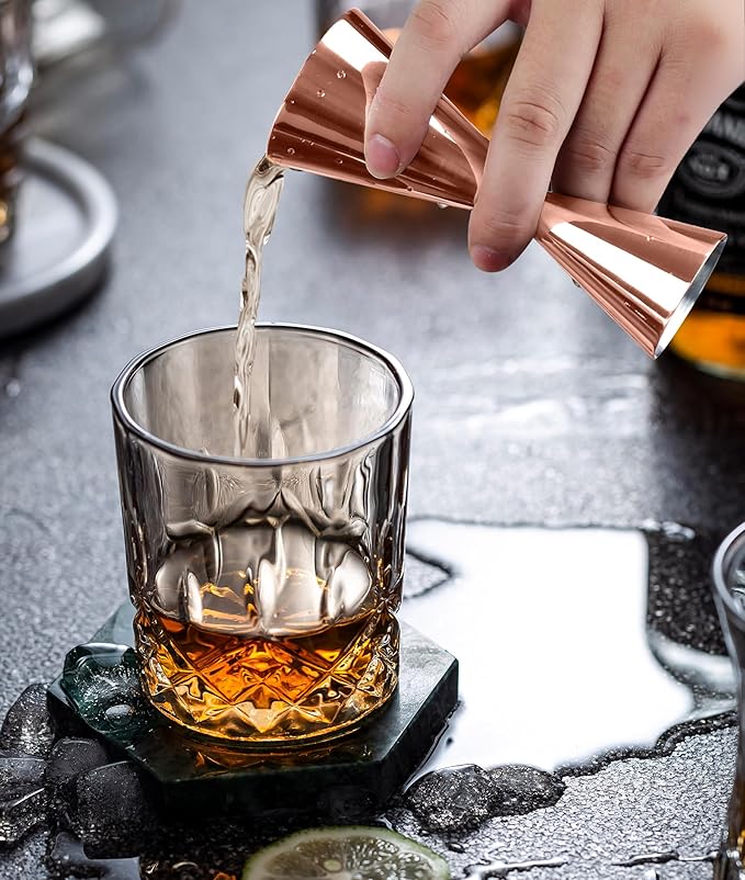 Slim Jigger for Bartending 8 Measurements Inside Cocktail Jigger 2 OZ 1 OZ Professional Duty Double Japanese Premium Food Grade Stainless Steel Bar Jigger Bartender Tool Accessories(Copper)