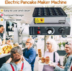 Mini Pancake Maker Machine, 25PCS Electric Nonstick Dutch Pancake Maker, 1.6 Inches Commercial Muffin Maker with Thermostat & Timer Control for Home Restaurant Snacks (12.8"D x 11.5"W x 7.6"H)