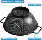 Black Colander for Kitchen, 3QT, Stainless Steel Pasta Strainer with Handle, Pasta Strainer for Fruits Vegetables Cooking Food, Dishwasher Safe