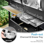 3 Burner Propane Gas and Charcoal Grill Combo with Side Burner & Porcelain-Enameled Cast Iron Grates, 37,000 BTUs 685 SQIN Dual Fuel Outdoor BBQ Grill for Patio Garden Picnic Backyard Barbecue Cooking