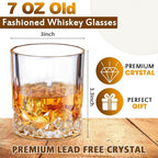 Yaomiao 12 Pcs Old Fashioned Whiskey Glasses Bulk 7 Oz Heavy Base Bourbon Glass Cocktail Rocks Glasses for Whiskey Bourbon Liquor and Cocktail Drinks Gift