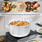 SUNHOUSE 8 Quart Stock Pot with Lid - 3-Ply Bottom Stainless Steel Pasta Cooking Canning Dutch Oven Pot - Induction Compatible for All Stovetops - Dishwasher Safe & Oven Safe