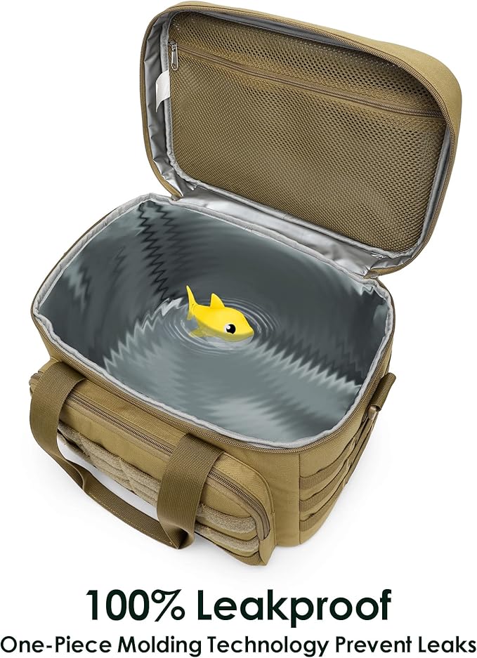 TACTICISM Lunch Box for Men - 20L Tactical Leakproof Insulated Lunch Bag Adult, Portable Soft Coolers with Detachable Molle Pouch for Camping Fishing Beach Picnic Work, Brown